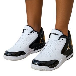 Nike Jordan Jumpman Youth Shoes White Black Gold  2.5 New Sneaker  CD9649-107